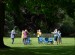 A mindfulness session taking place at Castle Park, Frodsham.