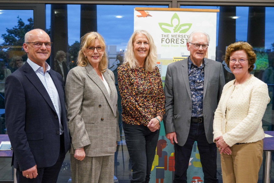 Mersey Forest at 30 (l to r) Paul Nolan, Lady Redmond, Cllr Gittins, John Handley, Prof Eunice Simmons